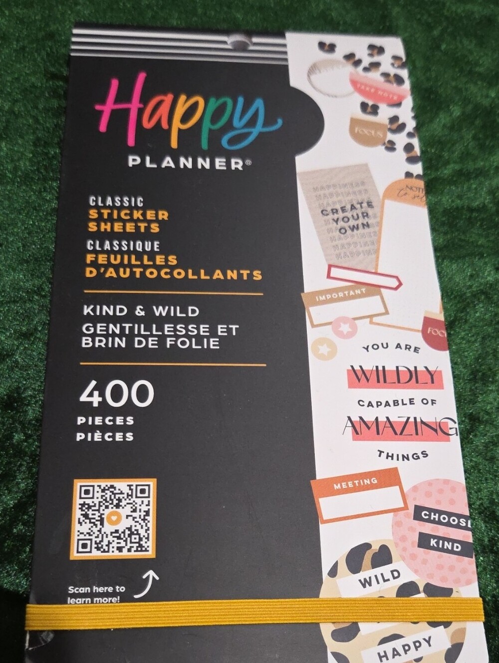 Happy Planner Kind & Wild Sticker Sheets - Black Cover, 400 Pieces